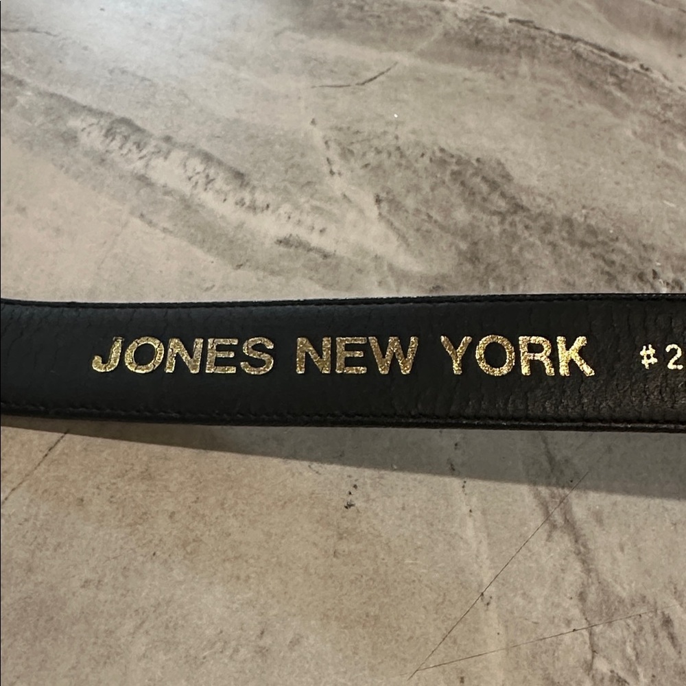 Jones New York Triple Gold Metal Keeper Navy Leather Belt, L - Picture 2 of 6